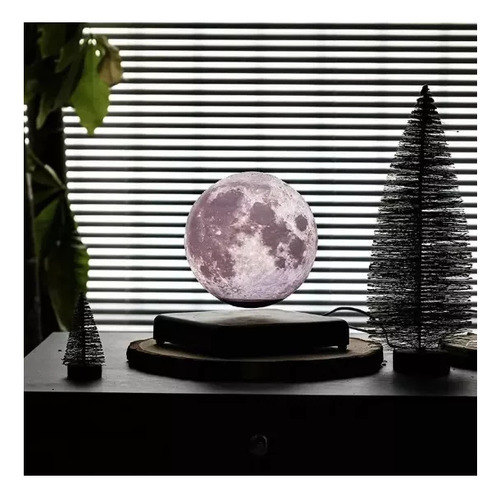Lámpara De Luna Levitante Flotante Giratoria Luna 3d Colores Estructura Agua Pantalla Agua
