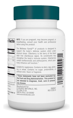 Source Naturals Extracto Saúco 500 Mg 60 Tabletas