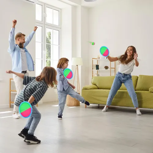 Juego De Atrapar Y Pegar Toss Catch Ball – 4 Discos Y 2 Pelotas, Ideal Para Playa, Jardín Y Familia