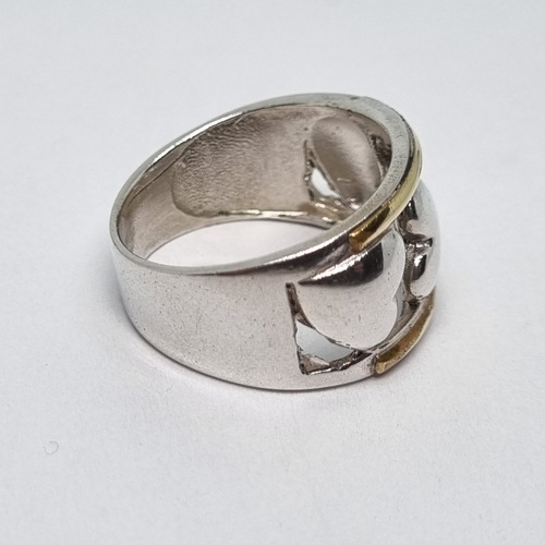 Imagen 3 de 6 de Anillo Plata Y Oro 3 Corazones