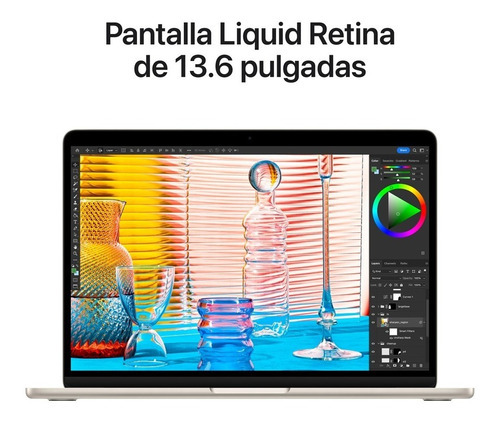 MacBook Air M2 2022 starlight 13.6", Apple M2 8GB de RAM 256GB SSD, Apple M2 10-Core GPU 2560x1664px macOS