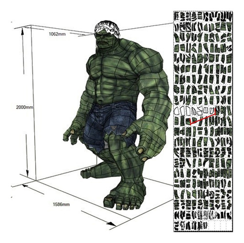 Hulk Avengers 2 Mts / Archivos Papercraft (x Mail)