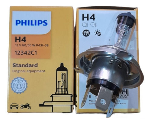 Lampara H4 Halogena Standard 12v 60/55 W P43t-38 Philips