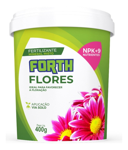 Adubo Fertilizante Forth Flores 400g Mineral Misto para Floração Jardineira Completo NPK + 9 Nutrientes Farelado Misto