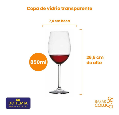 Copa Vino Bohemia 850ml X2, Bohemia - Bazar Colucci
