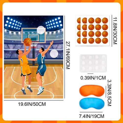 Pegatinas De Juego Para Fiesta Niños Con Balón De Baloncesto InBoxxarty