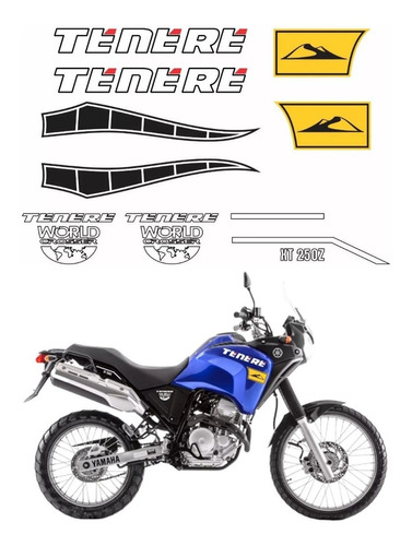 Kit Adesivos Para Yamaha Tenere Xt 250 14380 Cor PRETO/BRANCO/VERMELHO