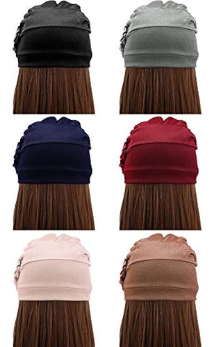 6 Piezas Gorras De Flores De Turbante Para Mujer Gorro Elást