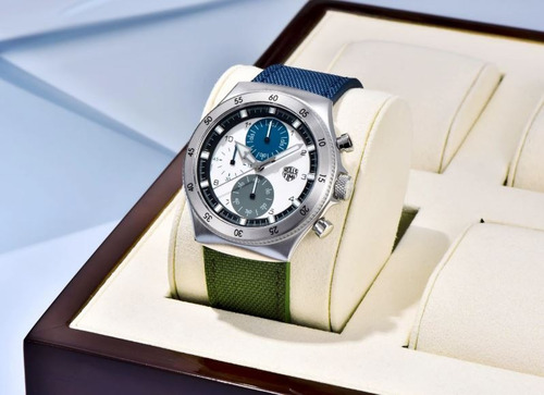 Reloj Hombre Rollstimi Pagani Desing Rt-7932 V Cuarzo Crono Azul Marino Y Verde Plateado Blanco