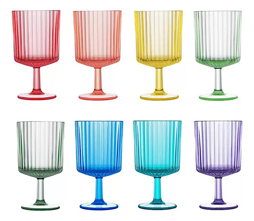 Set De Vasos Copas De Acrílico De Colores Apilables