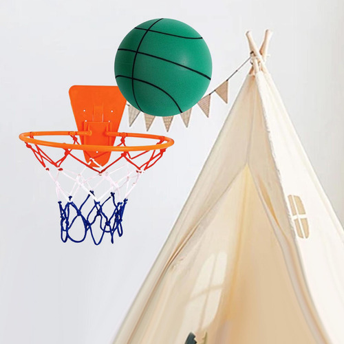 Baloncesto Silencioso Con Aro, Pelota Que Rebota, Verde