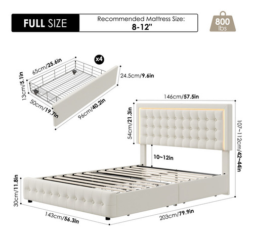 Base De Cama Matrimonial C/puerto Usb & 2 Cajones Gamapache