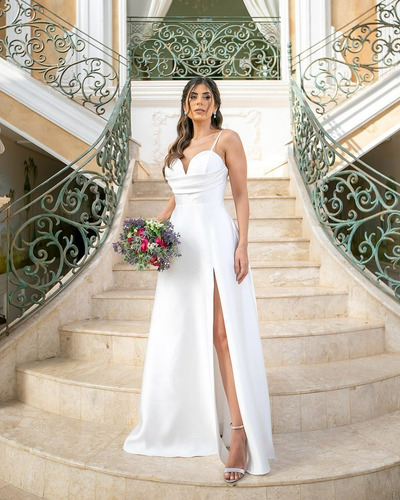 Imagem 3 de 5 de Vestido Noiva Decote Coração Modelo 1074 Phize