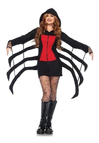 Disfraz Viuda Araña Peluche Mujer, Negro/rojo, Grande