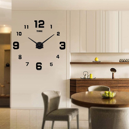 Imagen 4 de 9 de Reloj De Pared Con Diseño 3d Moderno Grande Negro Numero47''