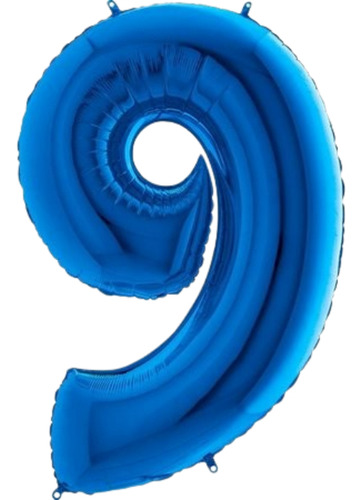 Bexiga Balão Metalizado 16 Polegadas 40cm Azul Número 9