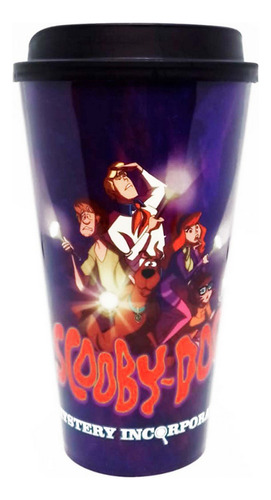 Vaso Con Tapa Scooby Doo 500cc Licencia Oficial Warner Bros Violeta Oscuro