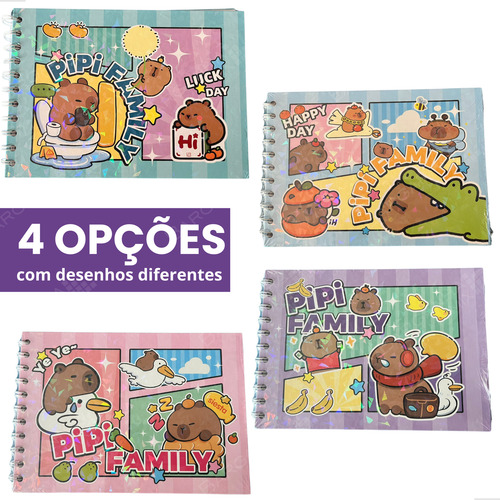 Livro De Colorir Pipi Family Edição Especial Estilo Bobbie Goods Comfy Cozy Com Capa Holográfica E Papel 180g