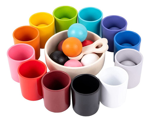 Auvewilo Bolas En Tazas Montessori Toy, Color Sorting And Ma