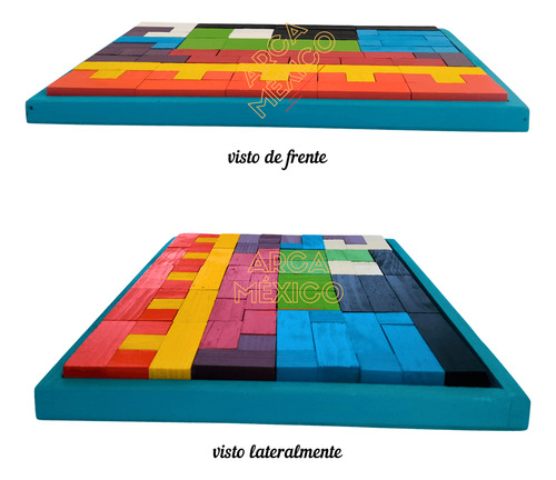 Tetris Madera 40 Piezas | Clásico Rompecabezas Juego De Mesa