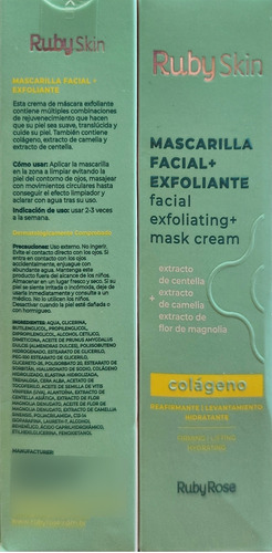 Mascarilla Facial Exfoliante Colágeno Ruby Rose Rubyskin