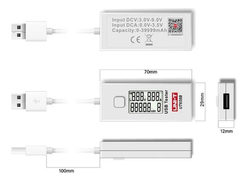 Tester Usb A Uni-t Ut658b Analizador Carga Corriente Tension