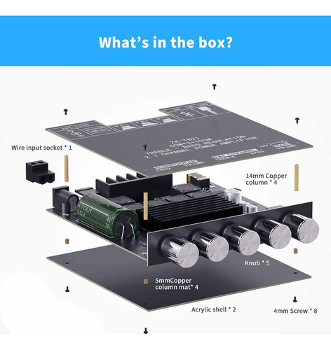 Imagen 2 de 4 de Placa Amplificadora Bluetooth 5.0 50wx2+100w Subwoofer