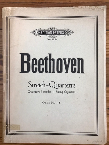 Partitura Beethoven Cuarteto A Cuerdas Op 18 N° 1 A 6