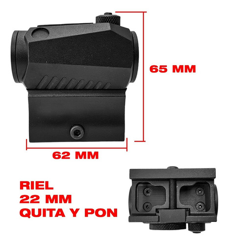 Imagen 2 de 10 de Mira Red Dot Punto Rojo Riel 11 22 Mm R5