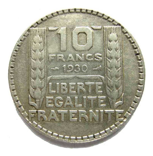 Francia Antigua 10 Franc Grandecita De Plata Muy Buen Estado