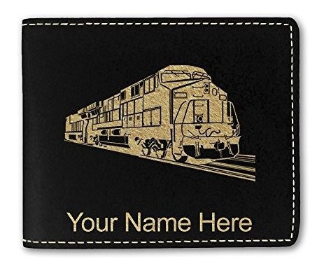 Cartera De Cuero Faux, Tren De Carga, Grabado D5y7f