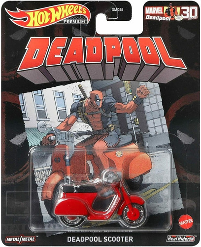 Carro Hot Wheels Deadpool Scooter Marvel Premium 30yrs Moto