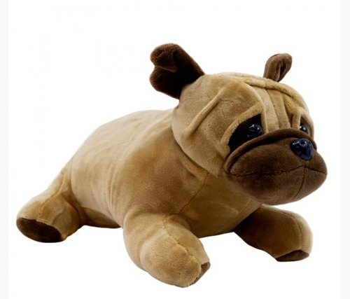 Cachorro Pug Marrom Deitado 27cm Pelúcia