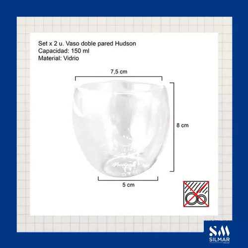 Set Cafetera Italiana Acero Inox Y Vasos Doble Vidrio Hudson
