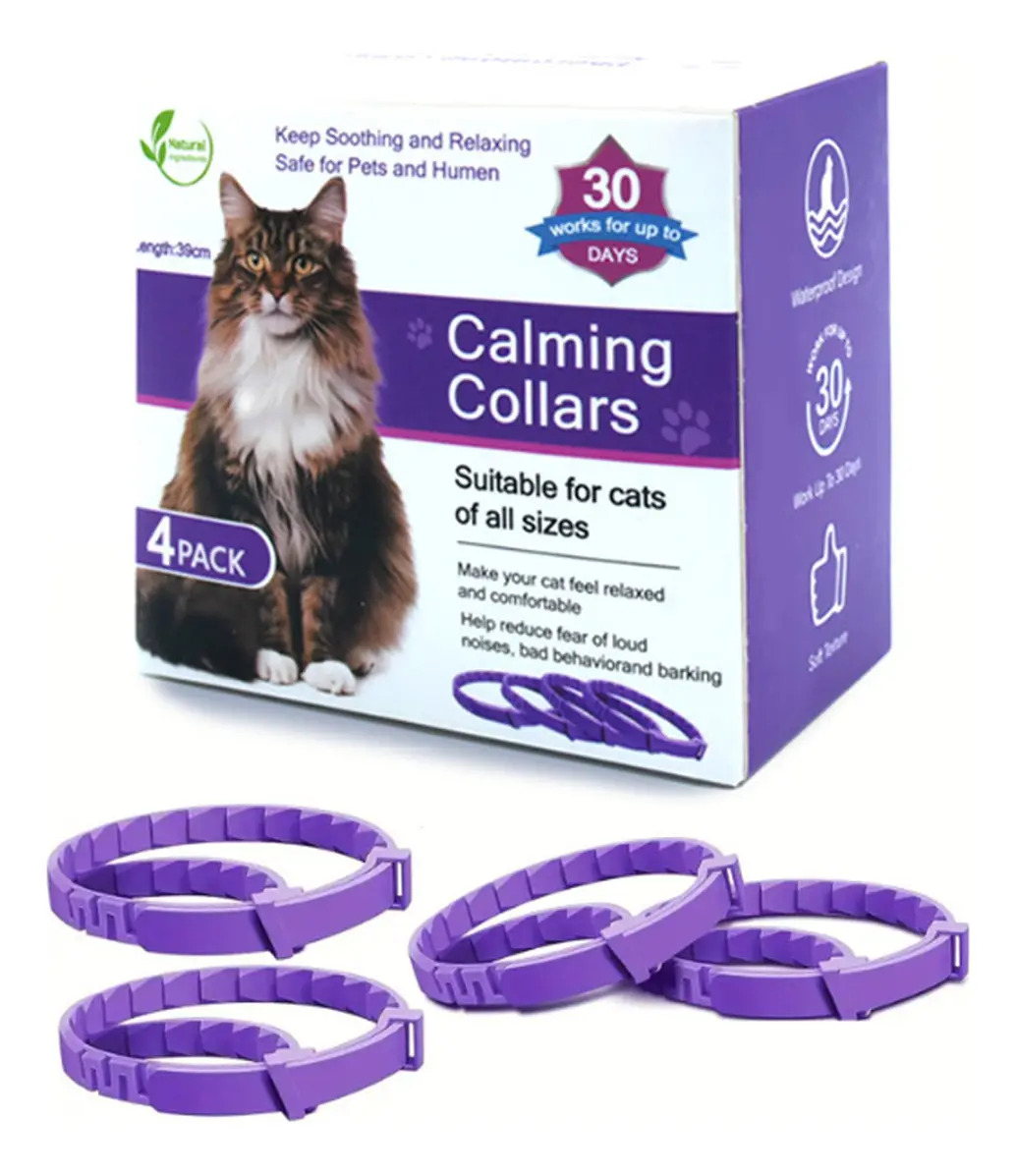 Collar Calmante De Feromona Para Gatos,paquete De 4 collares Ajustables Para Aliviar La Ansiedad Y Mantener La Feromona,mantener La Mascota Duradera Calma Natural Aoow