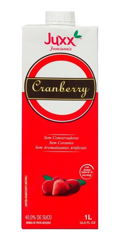 Suco Funcional Cranberry E Morango Com Açúcar Juxx 1l