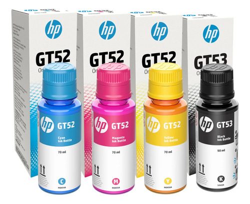 Pack De 4 Botellas De Tinta H P Gt53/gt52 Original Negro,cya