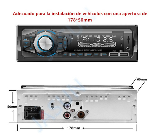 Auto Estereo Bluetooth Mp3 Radio Manos Libres Aux Usb Fm Sd