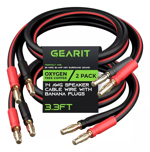 Cable Para Altavoces Gearit, Banana, Macho, Negro, 1 Mt, X2