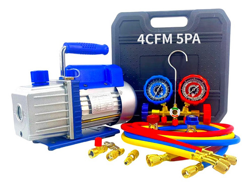 4cfm 1/3hp Bomba De Vacío  + Manómetro R134a/r22/r410a/r404a