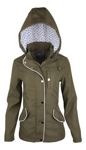 Imagen 3 de 7 de Gabardina Dama Con Gorro Desmontable Impermeable Lj21-100