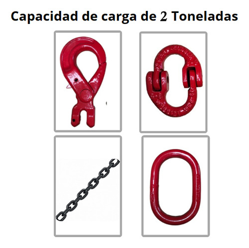 Eslinga De Cadena 1 Brazo De 8 Mm X 1.56 Mts 2 Ton Naranja