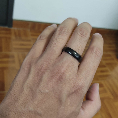 Anillo Negro Liso Acero Inoxidable Argolla Unisex 6mm