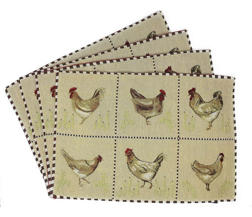 Tache Country Farmhouse Rooster - Juego De 4 Manteles Indivi