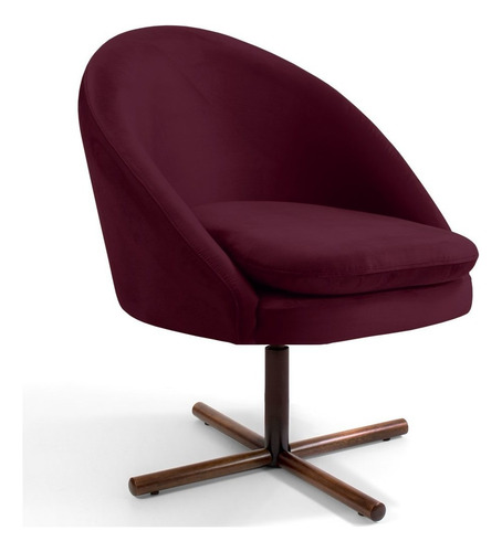 Poltrona Decorativa Base Xis Madeira Rafa Veludo Marsala Cor Branco Desenho Do Tecido Liso