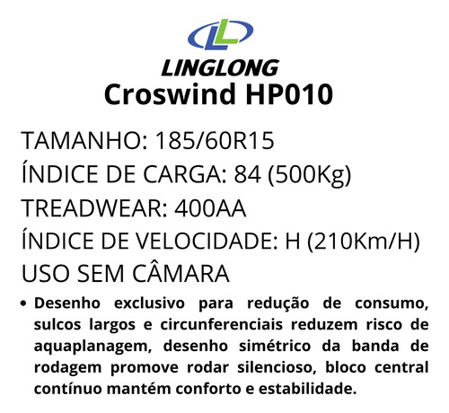 Pneu Linglong Aro R15 185/60r15 84h Crosswind Hp010