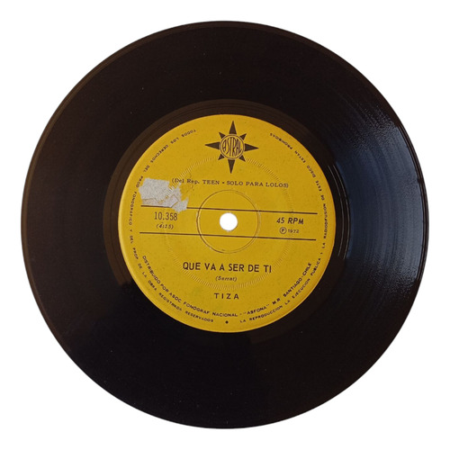 Vinilo Single De Tiza - Que Va Ser De Ti ( F29 (Usado)