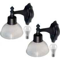 Comprar Pack X 2 Farol Aplique Estilo Colonial De Pared Zuluz 500 Apto Exterior Con Pantalla Difusor Plastico Y Lampara Led Luz Fria