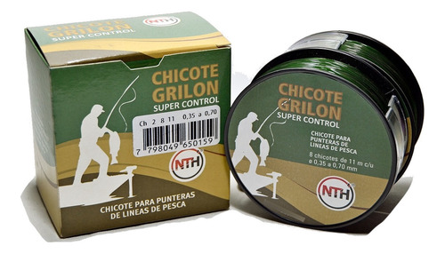 Chicote Grilon Super Control 0,35 a 0,70mm Unidad con 8 Chicotes de 11M C/U Color Verde