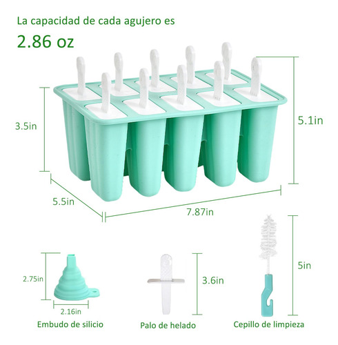 Molde Para Paletas De Hielo Con 10 Cavidades, Moldes De